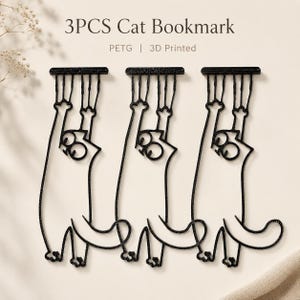 3PCS Cat Bookmark, 3D Printed PETG Black Cat Book Marker, Cute Cat Lover Gift, Reader Gift, Bookish Gift
