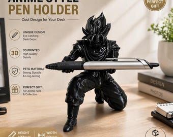 Portalápices estilo anime, organizador de escritorio impreso en 3D, soporte para bolígrafos único, decoración de oficina genial, regalo para él, figura hecha a mano de PETG