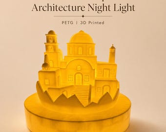 Santorini Night Light, 3D Printed PETG Greek Island Bedside Lamp, Mediterranean Room Decor, Travel Gift, Housewarming Gift