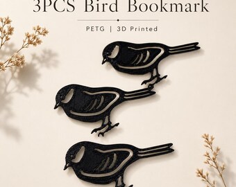 Bird Bookmark Set, 3PCS Black Bird Bookmarks, 3D Printed PETG Bookmark, Book Lover Gift, Gifts for Readers