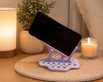Phone Stand, 3D Printed PETG Purple Mixed Color Phone Holder, Bedside Phone Stand, Cute Desk Decor Gift