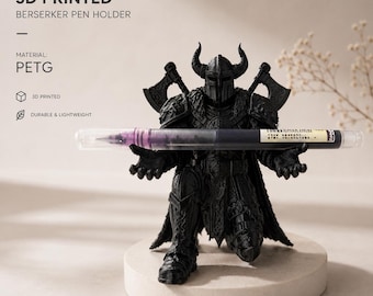Portalápices Nordic Berserker, organizador de escritorio de guerrero vikingo impreso en 3D, decoración de escritorio para gamers de PETG, regalo de portalápices medieval