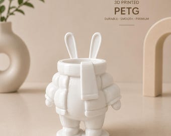 Lindo portalápices de conejito, organizador de escritorio PETG impreso en 3D, portalápices de conejo kawaii, decoración de escritorio infantil, lindo regalo de almacenamiento para la oficina