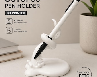Portalápices con forma de pulpo, organizador de escritorio de PETG impreso en 3D, soporte para bolígrafos con forma de tentáculo, decoración de escritorio oceánica, accesorio de oficina minimalista, regalo único para gamers