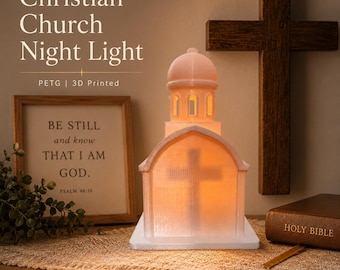 Lámpara de noche cristiana, lámpara de vela electrónica PETG impresa en 3D, vela LED parpadeante, decoración de mesita de noche, regalo cristiano