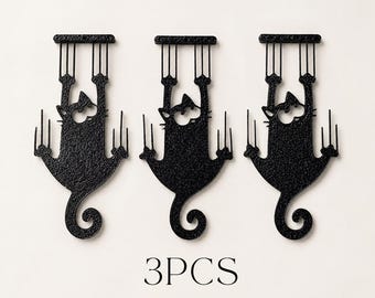 Juego de marcapáginas de gato, 3 unidades, impresos en 3D en PETG, con diseño de gato negro. Regalo ideal para amantes de los libros y de los gatos. Un regalo perfecto para los amantes de la lectura.