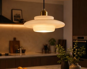 Glass Pendant Light, Mid Century Modern Ceiling Fixture, Ribbed Vintage Kitchen Island Light, Nordic Art Deco Hanging Lamp, Dining Decor