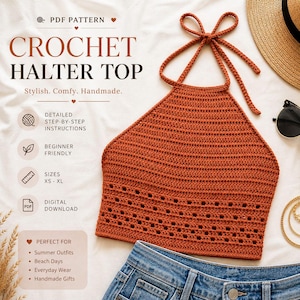 Crochet Halter Top Pattern | Beginner Boho Crop Top (PDF Download)