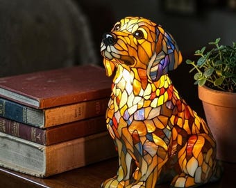 Hand Painted Resin Dog Lamp, Cute LED Puppy Night Light, Animal Bedside Lamp, Nursery Decor, Cozy Bedroom Home Decoration Gift