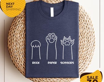 Rock Paper Scissors Shirt | Funny Cat Paw Shirt | Cat Lover | Cat Owner Tee | Cat Paws Shirts | Pet Lover | Gift for Cat Mom