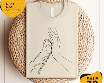 Human Hand and Paw Shirt | Dog Paw Animal Lover Shirt | Gift For Dog Lover | Pet Lover Owner Gifts | High Five Shirt | Dog Lover Shirt
