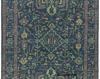 Navy Blue Oushak Rug, Hand Knotted Turkish Rug, Vintage style Area Rug, Traditional rug, Living Room Rug, Bedroom area Rug, 8x10,9x12,10x14