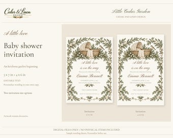 Baby Shower Invitation - Cedar Botanical Baby Shower Canva Template
