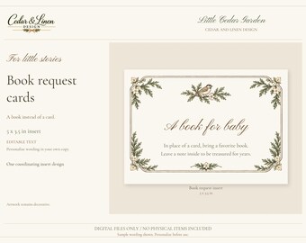 Book Request Cards - Cedar Botanical Baby Shower Canva Template