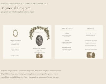 Memorial Program - Cedar Botanical Memorial Canva Template