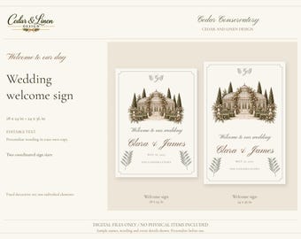 Welcome Sign - Cedar Botanical Wedding Canva Template