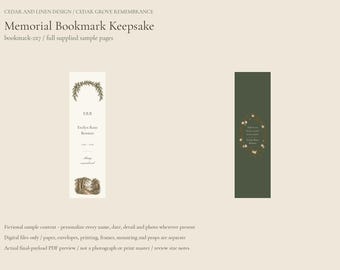 Bookmark Keepsake - Cedar Botanical Memorial Canva Template