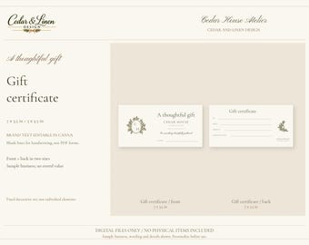Gift Certificate - Cedar Botanical Business Canva Template