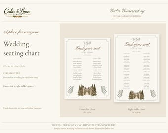 Seating Chart - Cedar Botanical Wedding Canva Template