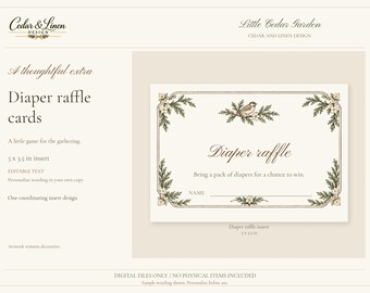 Diaper Raffle Cards - Cedar Botanical Baby Shower Canva Template