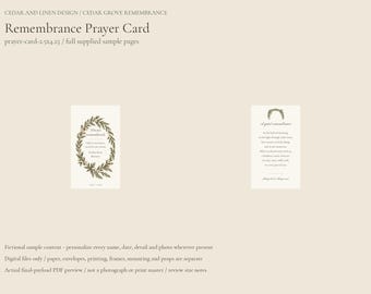 Prayer Card - Cedar Botanical Memorial Canva Template