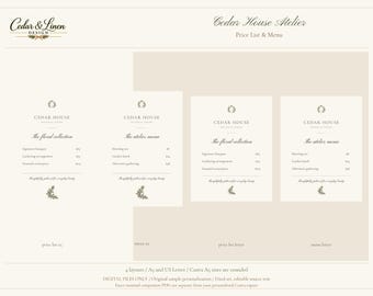 Price List & Menu - Cedar Botanical Business Canva Template