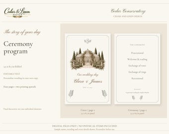 Program Booklet - Cedar Botanical Wedding Canva Template