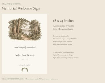 Welcome Sign - Cedar Botanical Memorial Canva Template