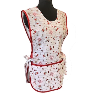 Cute Kitty Bakery Cotton Cobbler Smock Style Cotton Apron with two big lined pockets