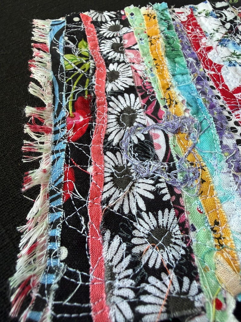 Red Patch Textile Vertical Colorful Florals Art Patch, Textile Wall Collage Approx 5.5 ...