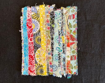 Abstract Fabric Scraps Textile Art Collage - Wall or TableTop Art - Cotton Fabric Art  5 x 6  inches / More than 10 different fabrics