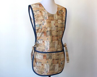 Eclectic Elements Correspondence Letter - Post card theme Cobbler Smock Style Cotton Apron