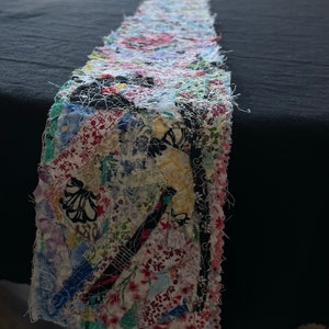 Picture of Abstract Fabric Scrap Collage: Upcycled Textile Art Table Runner - 43 ...