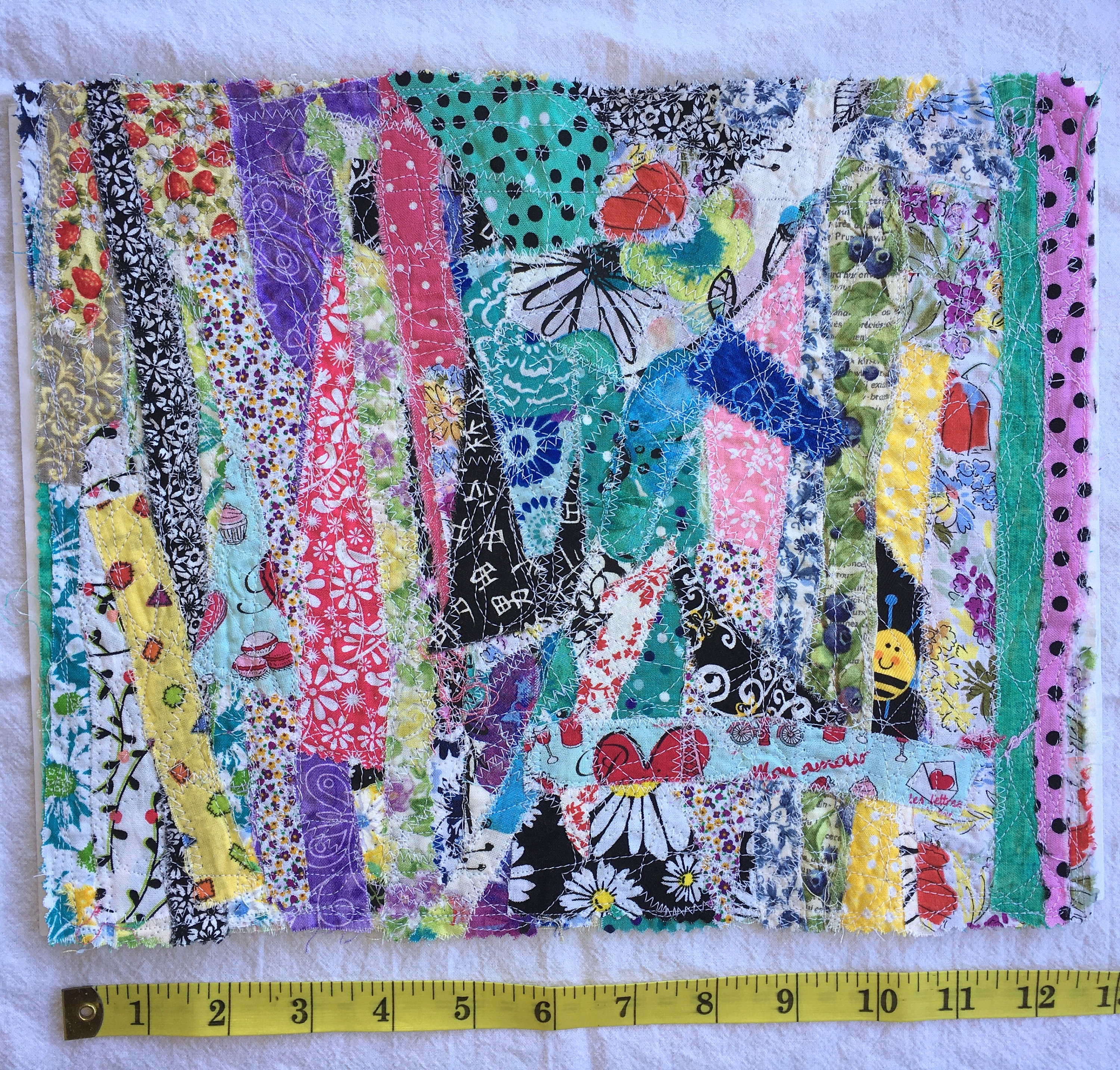 Abstract Fabric Scraps Textile Art Collage - Wall or