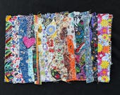 Abstract Fabric Scrap Collage, Textile Wall Art (14x9 inches)