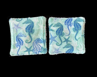 Seahorse Coasters (Set of 2) – Ocean Theme Cotton Terry Coasters