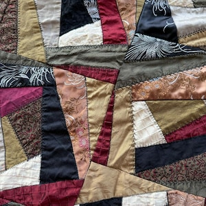Vintage Crazy Quilt/Patchwork, 76x 92.5 inches/Staging Quilt