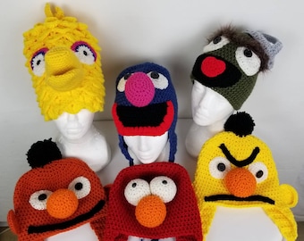 The Muppets winter hats, crochet muppet hat, fun hat, mupper hat