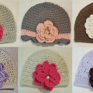 Flower Hat, crochet hat, winter hat, flower beanie, crochet flower hat