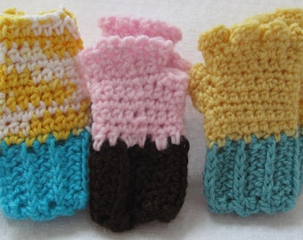 Kids mittens in crochet, fingerless mittens, open fingers mittens, crochet mittens