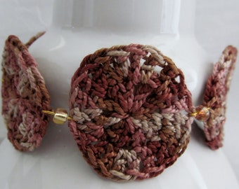 Crochet Cotton Bracelet, Beaded Circle Design