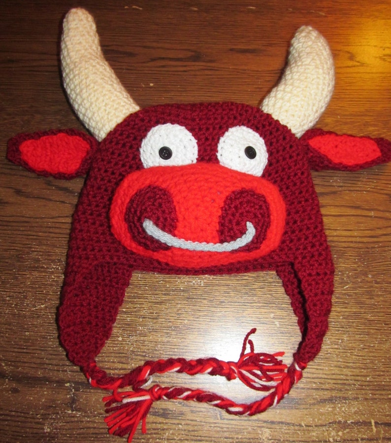Bull Crochet Hat 3d Crochet Animal Hat Handmade Hat Fun Etsy