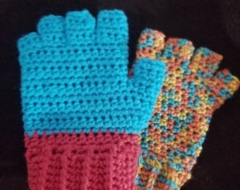 Open fingers mittens, crochet mittens, handmade fingerless mittens