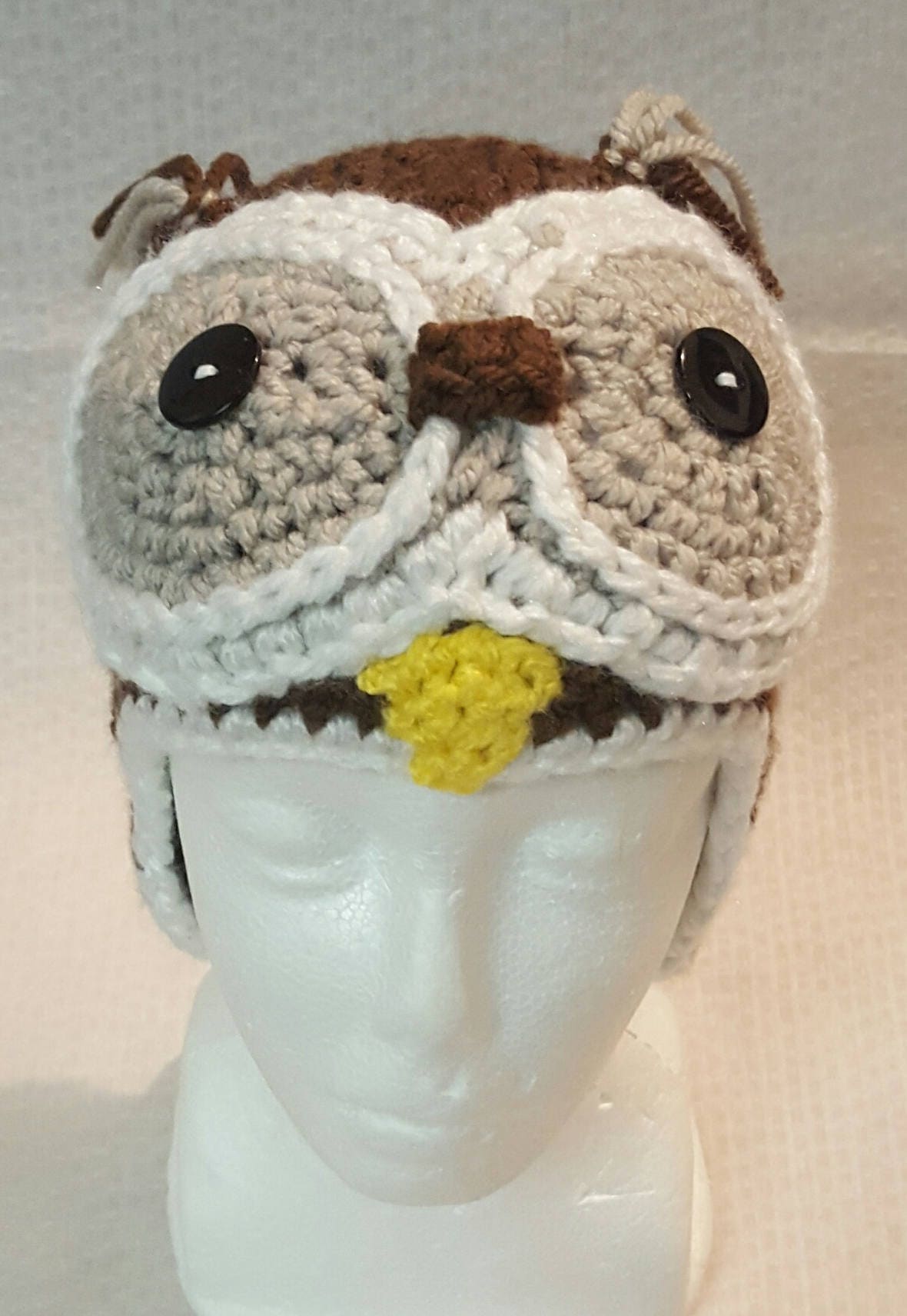 Aviator owl hat, owl hat, animal winter hat, crochet hat