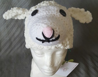 Sheep crochet hat, 3d animal hat, handmade crochet hats, winter hats, children animal hat