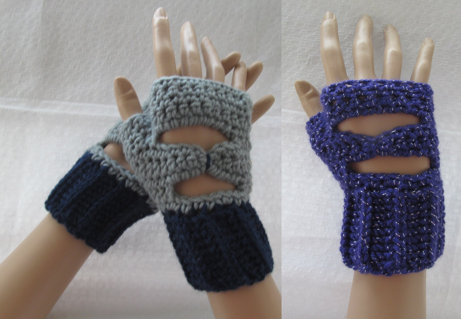 Fingerless Mittens Open Back, Handmade Mittens, Crochet Gloves, Hand ...