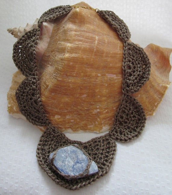 Stone Crochet Necklace, Crochet Jewelery, Stone Necklace
