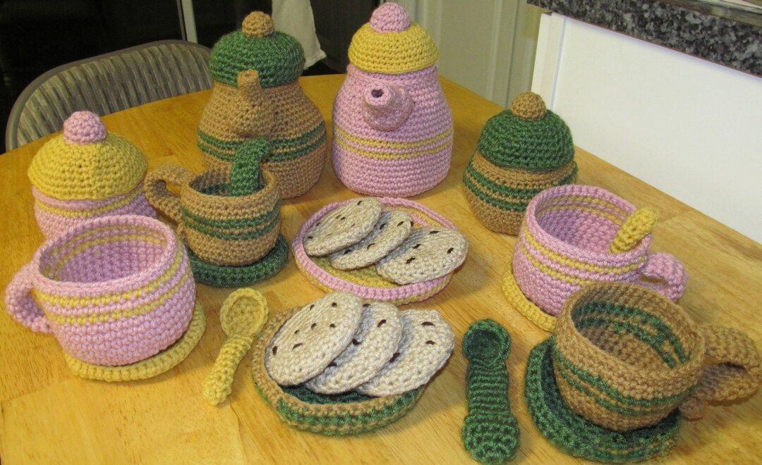 Tea Set, Tea Time Set Toy, Crochet Tea Set Toy, Handmade Toys Etsy