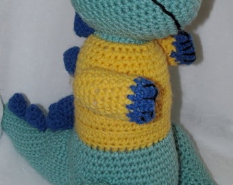 Blue Dinosaur, dinosaur toy, crochet animal toy, dino toy, baby toy