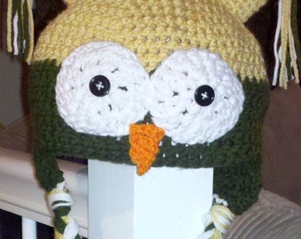 Fun Owl hat, crochet owl hat, handmade winter hat, animal hats